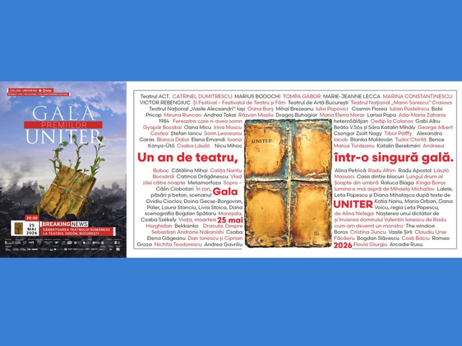 Gala Premiilor UNITER, ediția 34. Să celebrăm teatrul rom&acirc;nesc &Icirc;MPREUNĂ!