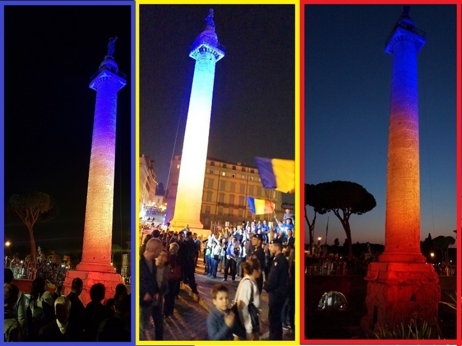 COLUMNA LUI TRAIAN, &Icirc;N CULORILE TRICOLORULUI ROM&Acirc;NESC