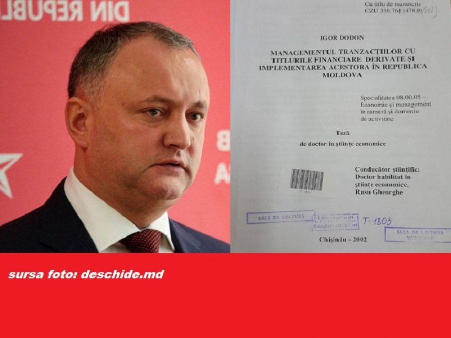 SUSPICIUNI DE PLAGIAT &Icirc;N TEZA DE DOCTORAT A LUI IGOR DODON
