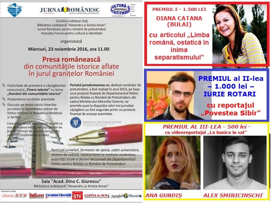 JURNAL ROM&Acirc;NESC PREMIAZĂ TINERII JURNALIȘTI DIN COMUNITĂȚILE ISTORICE