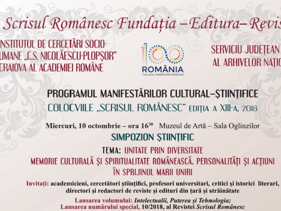 COLOCVIILE „Scrisul Românesc”, SUB SEMNUL MARII UNIRI