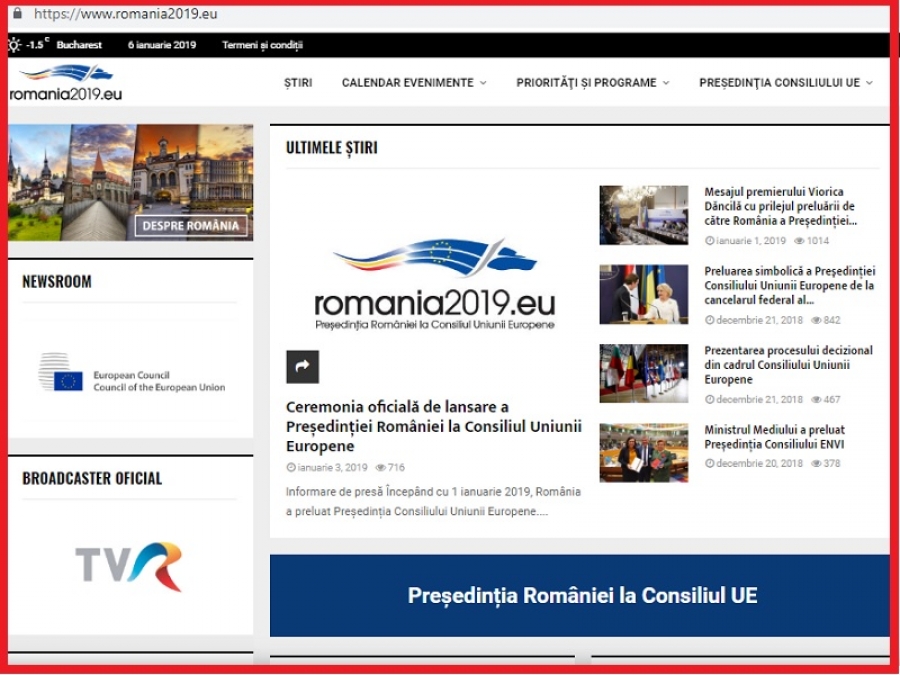 Site-ul oficial al Președinției României la Consiliul Uniunii Europene