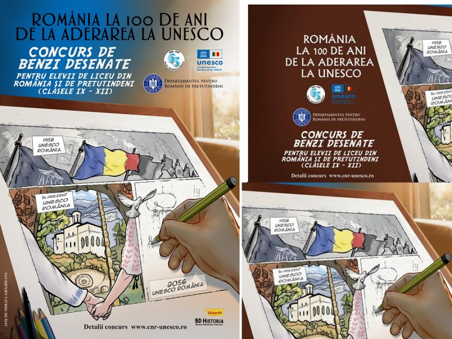 România la 100 de ani de la aderarea la UNESCO – Concurs de benzi desenate pentru elevii de liceu din România și de pretutindeni